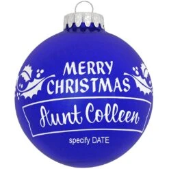 Personalized Merry Christmas Holly Design Ornament -Holiday Decoration Store 1002 media blue 1