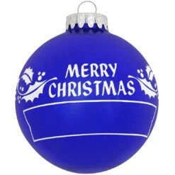 Personalized Merry Christmas Holly Design Ornament -Holiday Decoration Store 1002 media blue 2