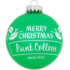 Personalized Merry Christmas Holly Design Ornament -Holiday Decoration Store 1002 media green 1