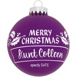 Personalized Merry Christmas Holly Design Ornament -Holiday Decoration Store 1002 media purple 1