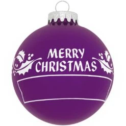 Personalized Merry Christmas Holly Design Ornament -Holiday Decoration Store 1002 media purple 2