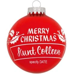 Personalized Merry Christmas Holly Design Ornament -Holiday Decoration Store 1002 media red 1