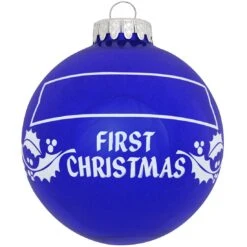 Personalized First Christmas Holly Design Ornament -Holiday Decoration Store 1004 media blue 3