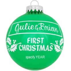Personalized First Christmas Holly Design Ornament -Holiday Decoration Store 1004 media green 1