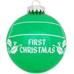 Personalized First Christmas Holly Design Ornament -Holiday Decoration Store 1004 media green 3