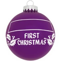 Personalized First Christmas Holly Design Ornament -Holiday Decoration Store 1004 media purple 3