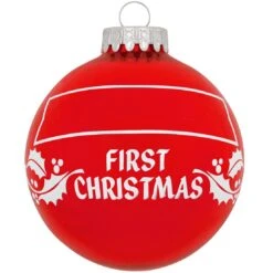 Personalized First Christmas Holly Design Ornament -Holiday Decoration Store 1004 media red 3