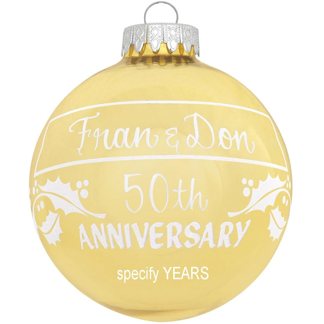 Personalized Anniversary Holly Design Ornament 3 Personalized Anniversary Holly Design Ornament