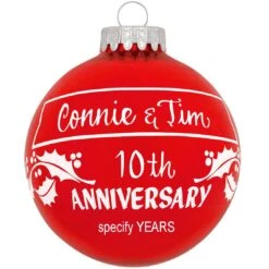 Personalized Anniversary Holly Design Ornament 10 Personalized Anniversary Holly Design Ornament -Holiday Decoration Store 1005 media red 1