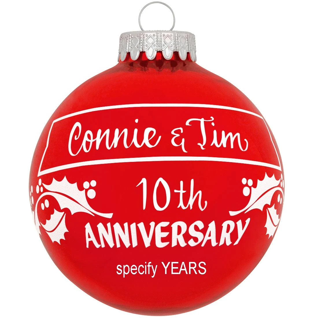 Personalized Anniversary Holly Design Ornament 5 Personalized Anniversary Holly Design Ornament - Image 3