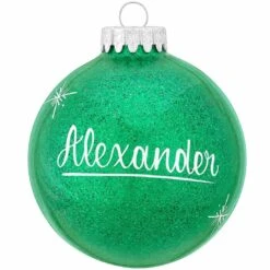 Personalized Sparkling Glass Ornament 26 Personalized Sparkling Glass Ornament -Holiday Decoration Store 1006 media green 1