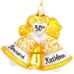 Personalized Double Bells Glass Ornament