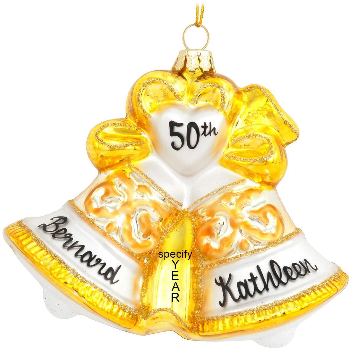 Personalized Double Bells Glass Ornament 3 Personalized Double Bells Glass Ornament