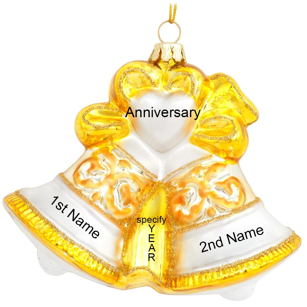 Personalized Double Bells Glass Ornament 4 Personalized Double Bells Glass Ornament - Image 2