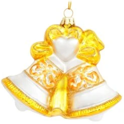 Personalized Double Bells Glass Ornament 13 Personalized Double Bells Glass Ornament -Holiday Decoration Store 1007 media gold 3