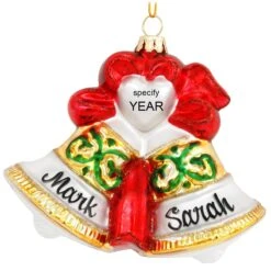 Personalized Double Bells Glass Ornament 14 Personalized Double Bells Glass Ornament -Holiday Decoration Store 1007 media gold20red 1