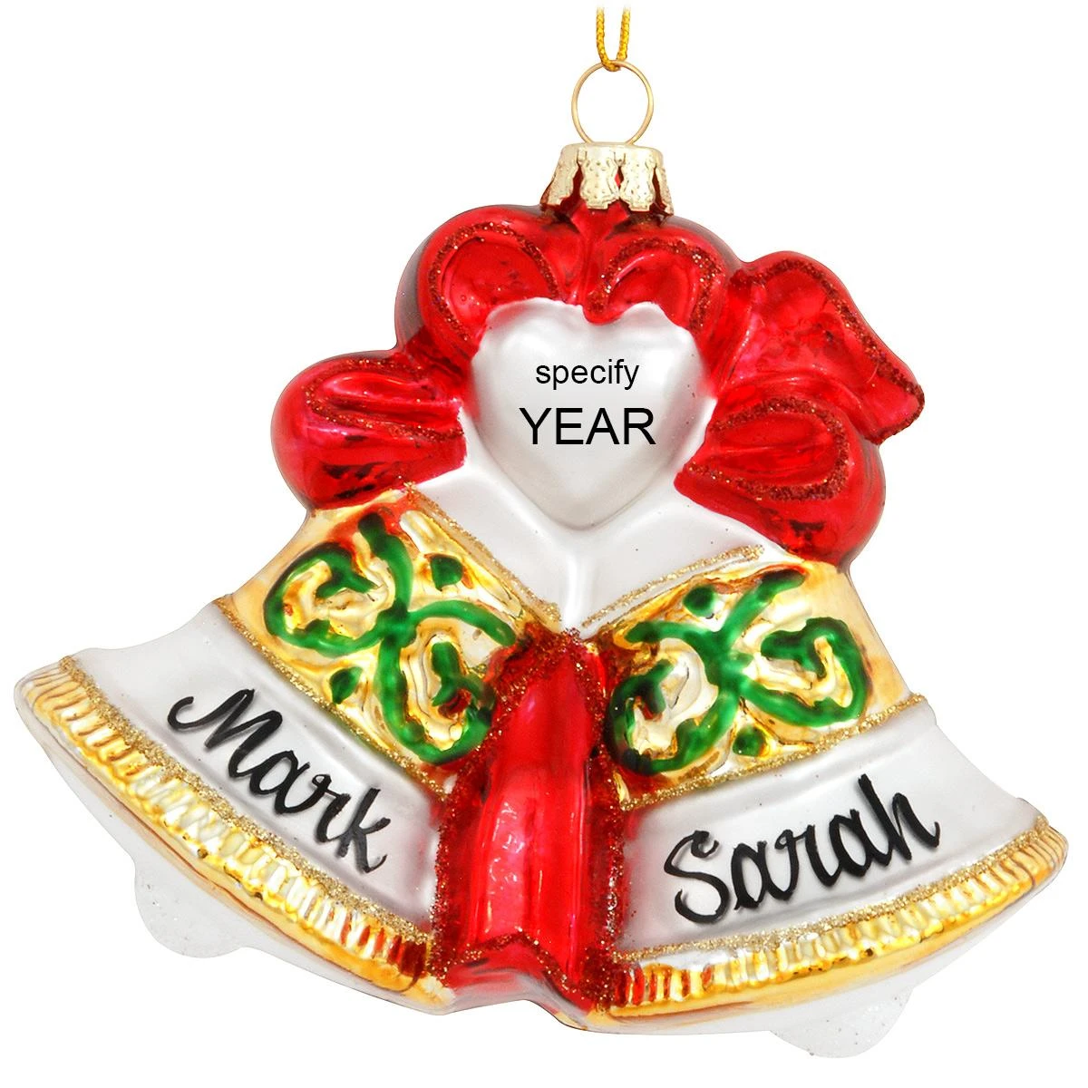 Personalized Double Bells Glass Ornament 6 Personalized Double Bells Glass Ornament - Image 4