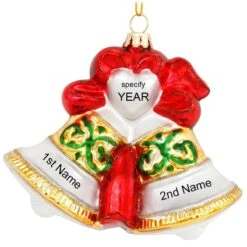 Personalized Double Bells Glass Ornament 15 Personalized Double Bells Glass Ornament -Holiday Decoration Store 1007 media gold20red 2