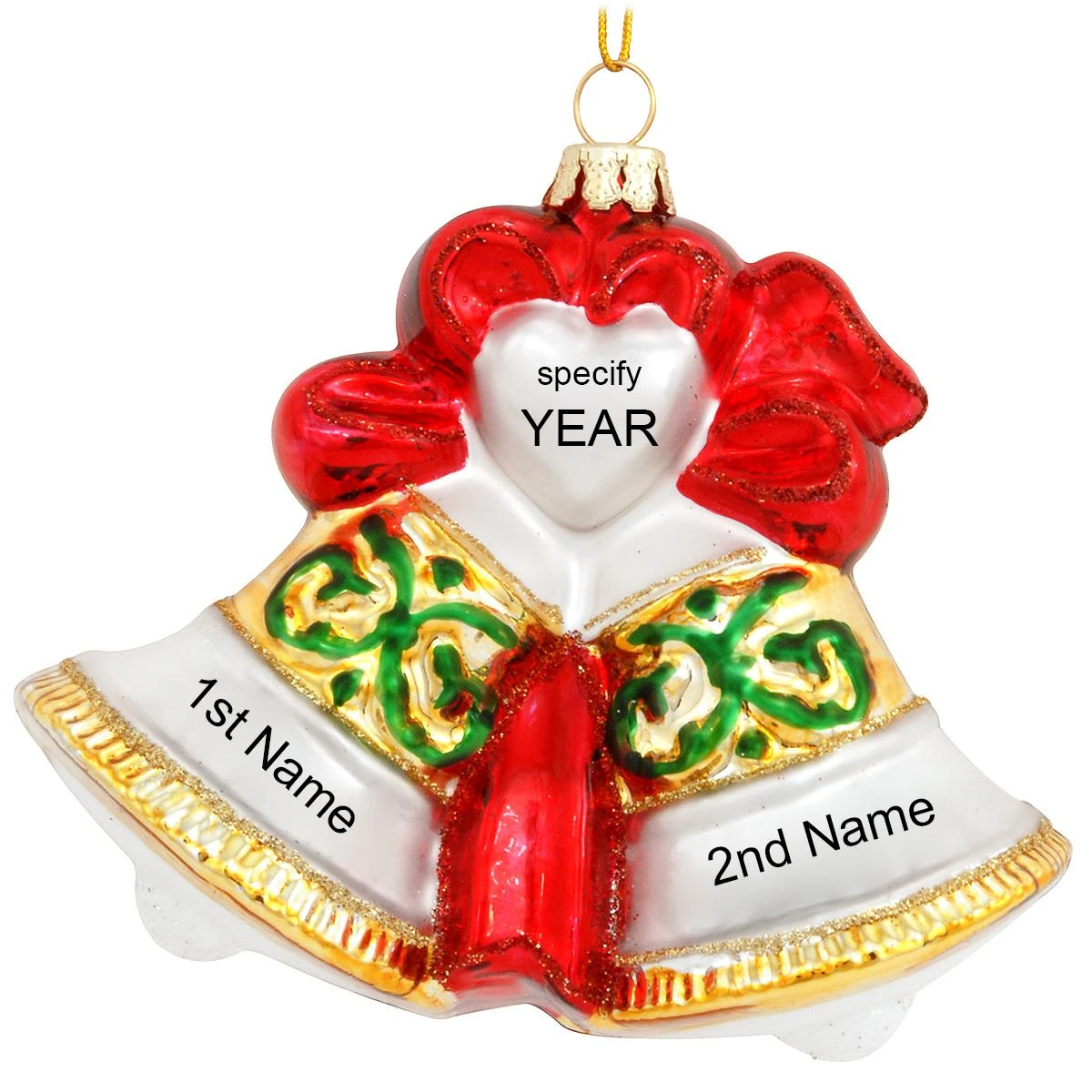 Personalized Double Bells Glass Ornament 7 Personalized Double Bells Glass Ornament - Image 5