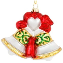 Personalized Double Bells Glass Ornament 16 Personalized Double Bells Glass Ornament -Holiday Decoration Store 1007 media gold20red 3
