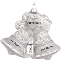 Personalized Double Bells Glass Ornament 18 Personalized Double Bells Glass Ornament -Holiday Decoration Store 1007 media silver 2