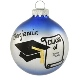 Personalized Class Of Cap And Diploma Glass Ornament 24 Personalized Class Of Cap And Diploma Glass Ornament -Holiday Decoration Store 1026 media blue 1