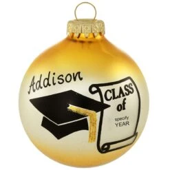 Personalized Class Of Cap And Diploma Glass Ornament