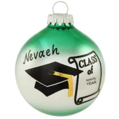 Personalized Class Of Cap And Diploma Glass Ornament 22 Personalized Class Of Cap And Diploma Glass Ornament -Holiday Decoration Store 1026 media green 1