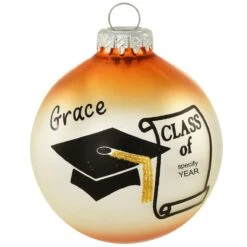 Personalized Class Of Cap And Diploma Glass Ornament 18 Personalized Class Of Cap And Diploma Glass Ornament -Holiday Decoration Store 1026 media orange 1