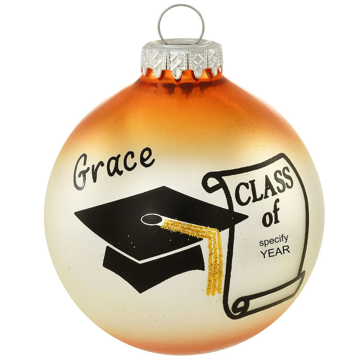 Personalized Class Of Cap And Diploma Glass Ornament 5 Personalized Class Of Cap And Diploma Glass Ornament - Image 3