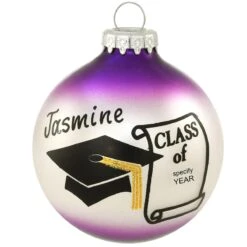 Personalized Class Of Cap And Diploma Glass Ornament 26 Personalized Class Of Cap And Diploma Glass Ornament -Holiday Decoration Store 1026 media purple 1