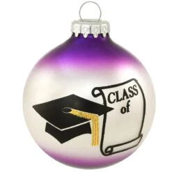 Personalized Class Of Cap And Diploma Glass Ornament 27 Personalized Class Of Cap And Diploma Glass Ornament -Holiday Decoration Store 1026 media purple 2