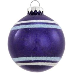Personalized Sparkle Glass Ornaments With Stripes -Holiday Decoration Store 1027 media dark20blue 2