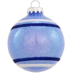 Personalized Sparkle Glass Ornaments With Stripes -Holiday Decoration Store 1027 media light20blue 2