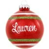 Personalized Sparkle Glass Ornaments With Stripes -Holiday Decoration Store 1027 media red 1