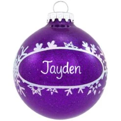 Personalized Sparkle Ornament With Oval And Snowflakes 16 Personalized Sparkle Ornament With Oval And Snowflakes -Holiday Decoration Store 1032 media dark20purple 1
