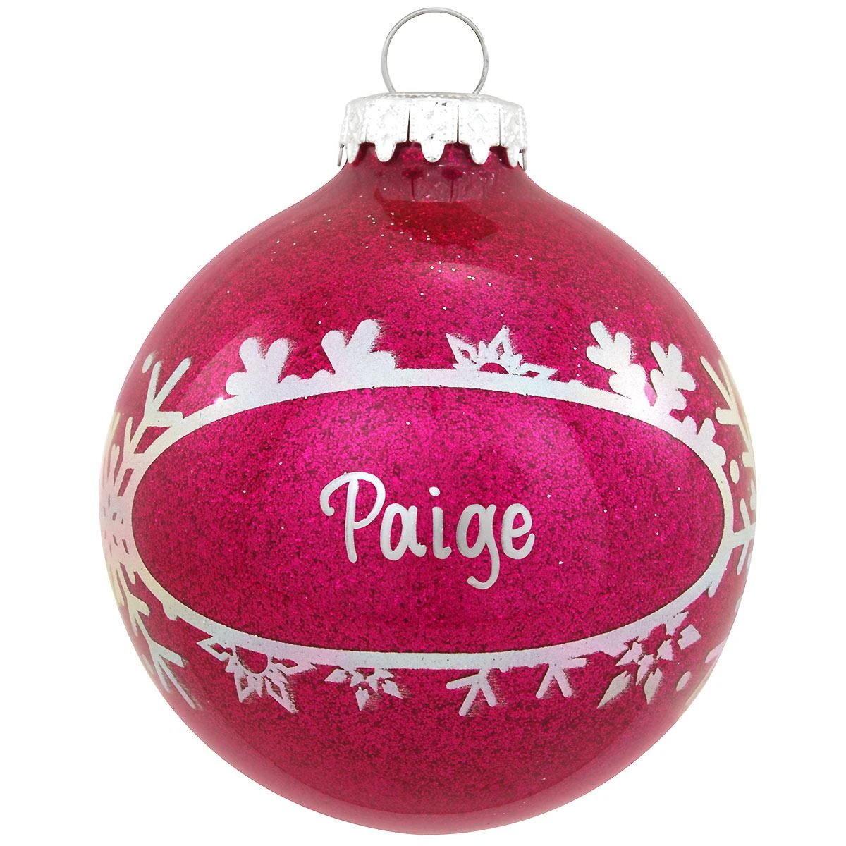 Personalized Sparkle Ornament With Oval And Snowflakes 3 Personalized Sparkle Ornament With Oval And Snowflakes