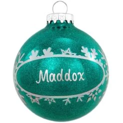 Personalized Sparkle Ornament With Oval And Snowflakes 14 Personalized Sparkle Ornament With Oval And Snowflakes -Holiday Decoration Store 1032 media teal 1