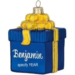 Personalized Gift Package With Bow Glass Ornament 22 Personalized Gift Package With Bow Glass Ornament -Holiday Decoration Store 1033 media blue 1