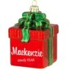 Personalized Gift Package With Bow Glass Ornament -Holiday Decoration Store 1033 media red 1