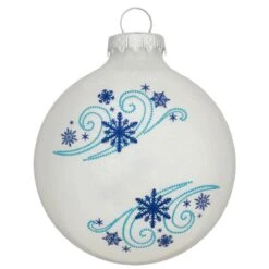 Personalized Snowflake Swirls Glass Ornament -Holiday Decoration Store 1038 media white 2