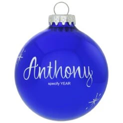 Personalized Plain 3 Inch Glass Ornaments -Holiday Decoration Store 1041 media blue 1