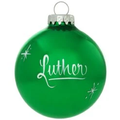 Personalized Plain 3 Inch Glass Ornaments -Holiday Decoration Store 1041 media green 1