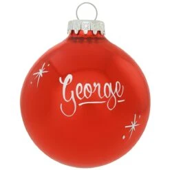 Personalized Plain 3 Inch Glass Ornaments -Holiday Decoration Store 1041 media red 1
