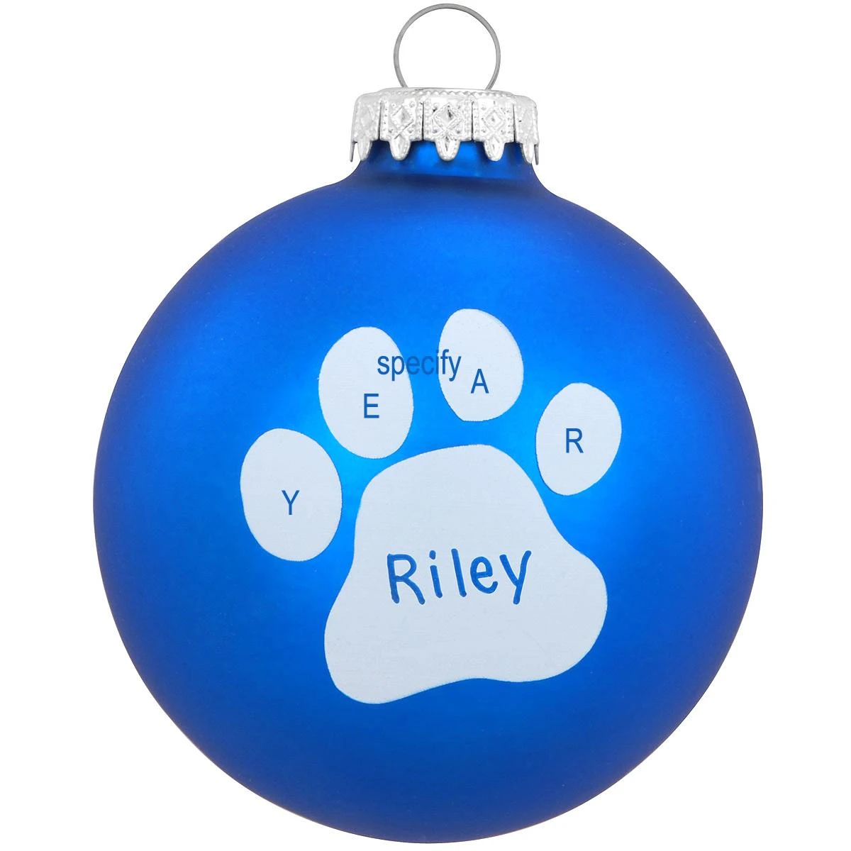 Personalized Paw Print On Blue Ornament 3 Personalized Paw Print On Blue Ornament