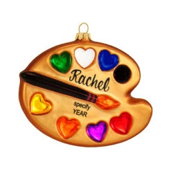 Personalized Paint Palette Glass Ornament