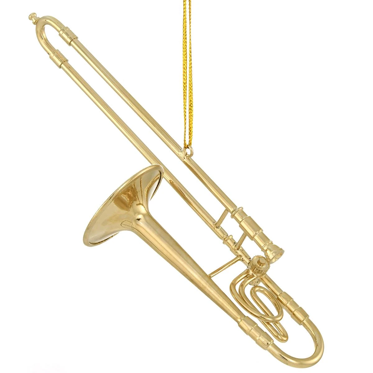 Gold Metal Trombone Ornament 3 Gold Metal Trombone Ornament