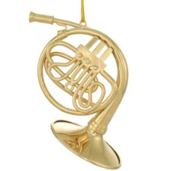 Gold Metal French Horn Ornament