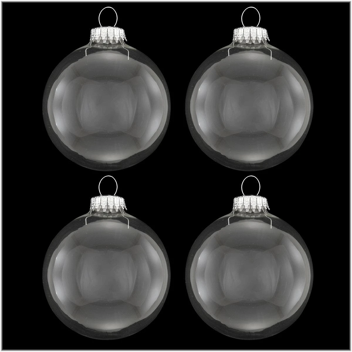 Set Of 4 Clear 3.25 Inch Glass Ornaments 3 Set Of 4 Clear 3.25 Inch Glass Ornaments