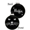 Personalized Cat Face On Black Glass Ornament